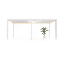 Pergola Bioclimatica Motorizzata Giardini Di Maggio "quadrifoglio Twin" In Alluminio Bianco 7,8x4x2,5 Mt
