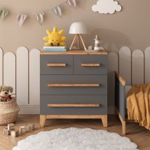 Kommode Malia, Grau/artisan, 80 X 88 Cm Mit 4 Schubladen, Vitalispa