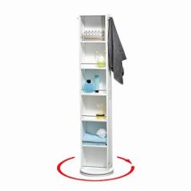Zenpur - Colonna Girevole In Mdf Con Specchio E Nicchie Di Stoccaggio - Bianco - Tendance