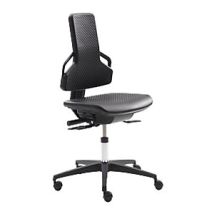 Silla giratoria de trabajo Dauphin – Espuma de PU negra – Altura ajustable 450-650 mm – Ruedas blandas