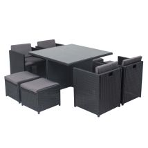 Salón De Jardín 8 Personas Resina Trenzada Negro/gris Miami