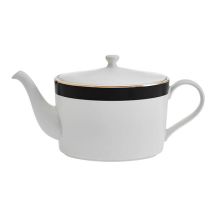 Mikasa – Luxe Deco 1.1L Teapot – Monochrome Stripe Design – Fine China – Dishwasher Safe