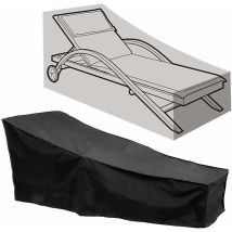 Sun Lounger Cover, Garden Sun Lounger Waterproof Protective Cover 208 X 76 X 41/79cm Black
