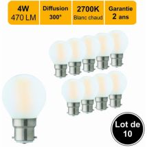 Konvolut Von 10 Led-filamentampullen B22 4w 470lm 2700k - 2 Jahre Garantie