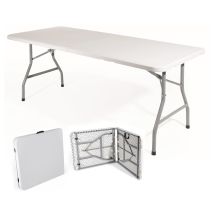 Tavolo Pieghevole In Plastica Trasportabile Bianco Pic Nic 180 - 90 Cm