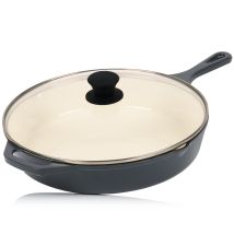 Padella In Ghisa Con Coperchio Smaltato Ø 29,5 Cm Blue Berry Con Due Beccucci - Mahlzeit