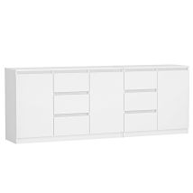 Kommode Costa – modernes Möbel-Set – 3 Türen, 6 Schubladen – mattweiß – minimalistisches Design