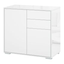 Meuble De Rangement Buffet Commode Armoire De Rangement Avec 2 Tiroirs Et 2 Placards À Portes, Étagères Réglables, Pour Salon, Cuisine, Chambre, 79 X 
