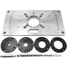 Osqi - Aluminum Alloy Table Insert Plate With 4 Rings For Woodworking Bench, 235 Mm X 120 Mm X 8 Mm