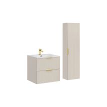 Meuble Vasque À Encastrer 60 Cm + Colonne - Georgia Cashmere - Livraison Gratuite