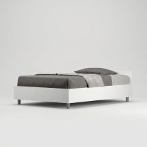Cama De Una Plaza Y Media 120x200 De Madera Blanca Con Somier Nuamo