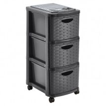 Cajonera 3 mimbre "weave" gris – 691478