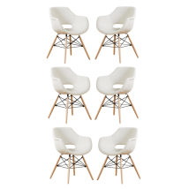 Life Interiors - Juego De 1/2/4/6 Olivia Eiffel Tela Sillón Comedor Tub Silla Juego De 6 - Crema - Cream