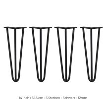 SkiSki Haarnadelbeine 4 Stück 35,5 cm – Schwarz – Stahldicke 12 mm – Gewichtstoleranz 300 kg