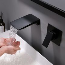 Mumu - Shower Mixer Tap Wall Mounted Bathroom Faucet Black Bathroom Wall Mounted Sink Faucet Brass Wall Mounted Waterfall Faucet