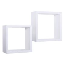 Ahd Amazing Home Design – Kubisches 2er Set Wandregal Ginevra – 35x35 cm, 30x30 cm, Holzfaser, Weiß, 10 kg