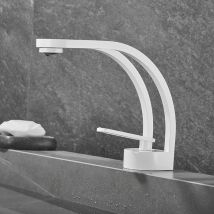 Modern Creative Design Bathroom Faucet, Black Sink Faucet, Bathroom Mixer Tap Single Hole Sink Faucet, Brass (white)