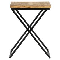 Womo-design - Tavolino Beino 48 X 35 X 63 Cm Colore Di Legno Naturale In Legno Massiccio Di Mango Stile Moderno Autentico Struttura In Metallo 