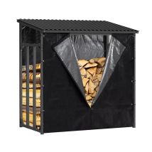 Holzlager Gardiun Wood Shed I 143x70x145cm Verzinkter Stahl Mit Wasserdichter Abdeckung, Schutzplane Und Bodenstütze
