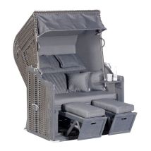 Sunnysmart Garten-strandkorb Rustikal 255 Plus 2-sitzer Anthrazit Mit Kissen