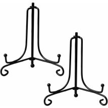 Ahlsen - Soporte De Exhibición De Hierro, Paquete De 2 Soportes De Placa De Hierro De 4 ', Soporte De Placa Decorativo Negro, Caballete De Hierro, 