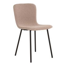 Halden Esszimmerstuhl Bouclé Beige – Sitzhöhe 48 cm – Sitztiefe 38 cm – Stilvoller Esstischstuhl für Komfort und Eleganz