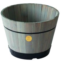 Vegtrug – Barrel Planter Medium – 46cm Width, 46cm Depth, 34cm Height – Durable Wood – Ideal for Garden and Patio