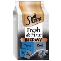 Sheba - Fresh & Fine Wet Cat Food Pouches Tuna & Cod In Gravy - 748236