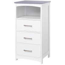 Kleankin - Mobiletto Bagno Con 3 Cassetti E Ripiano Aperto In Mdf Bianco