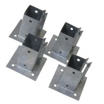 Bolt Down Fence Post Support 75mm Bolt Grip X4 (galvanised Fencing Base Shoe Foot)