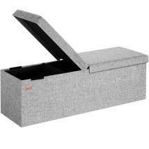 Casaria Foldable Ottoman Chest Bench With Folding Padded Lid 100/131 Litres Xl Light Grey