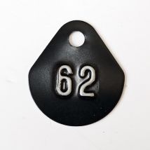 Chiffre Goutte D'Eau Fond Noir (à L'Unité) Estampé "62" En Relief Blanc Hauteur D'Écriture 11mm Derancourt