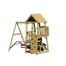 Wendi Toys - Holz Spielturm Gorilla Mit Rutsche, Kletterwand, Schaukel Und Picknicktisch Natur 290x270x270 Cm