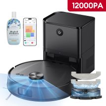 Ultenic – Aspirateur Robot Laveur 3-en-1 12000 Pa – Navigation Lds 360° – Vidage Automatique – Détection Tapis – 200 Min D'Autonomie – Noir