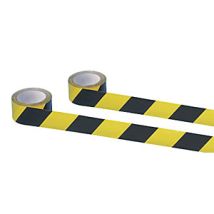 Nastro segnaletico autoadesivo nero/giallo 60mm x 66m – PVC resistente – Moravia
