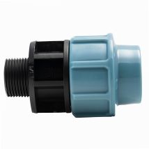 Jardibric – Conector recto 16B 3/4M D25 – Polipropileno – Negro y azul