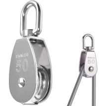 Puleggia Girevole A Ruota Singola M50 In Acciaio Inossidabile 304, Carico 400 Kg - Silver-inhhub