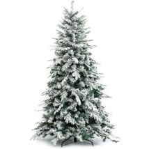 Albero Di Natale 240cm Innevato Alaska - Reale Super Folto Natalizio Verde Neve