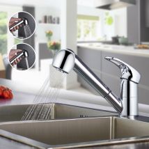 Küchenarmatur Mit Ausziehbare Brause, Wasserhahn Küche Einhebelmischer Mit 360° Drehbar, Hochdruck Mischbatterie Spültischarmatur Mit 2 