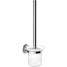 Escobillero de pared de acero inoxidable y vidrio satinado – Tecom – Dimensiones: 390 x 132 mm – Acabado: cromo pulido