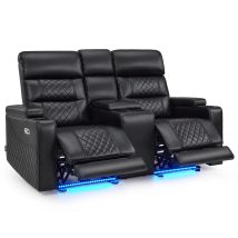 M Mcombo 2 Sitzer Fernsehsessel Elektrisch Verstellbar, Zero-gravity-kinosessel Mit Konsole & Led, Verstellbare Kopfstütze, 2 Sitzer Sofa Mit 