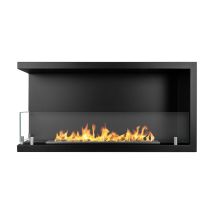 Camino Bioetanolo Da Incasso Divina Fire Sutri 90' Apertura Laterale Sinistra In Acciaio Nero 90x45 Cm