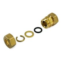 Raccordo Intermedio Diritto Doppio 18x18 A Compressione In Ottone Con Anello Di Serraggio Ed O-ring Di Tenuta, Per Tubo Rame 120000h181800a