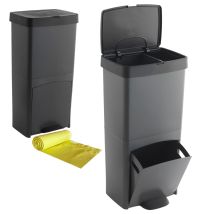 Cubo De Basura 70l De 2 Compartimentos Con 20 Bolsas De Basura Adaptadas De 30l