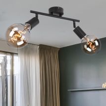 Globo Lighting - Plafoniera Faretto Faretto A 2 Luci Faretto Orientabile Da Soffitto Lampada Spot Nero, Metallo, 2x Prese E27: Lxpxh 30x8x15,5 Cm