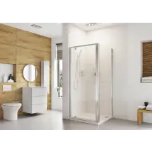 Roman Showering - Roman Haven 6 Pivot Shower Door With Optional Side Panel Chrome Made In The Uk, 800-without Side Panel