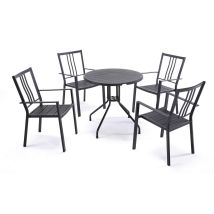 Set Tavolo 4 Sedie Da Giardino In Acciaio Nero