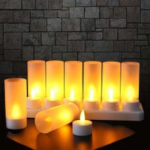 12 Pack Rechargeable Led Candle Electric Candle Led Flickering Flame With Charging Station Decoration For Christmas Birthday Wedding Dinner Votive 