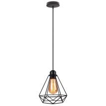 Pendelleuchte Vintage Industriell Hängelampe Retro Kronleuchter Mit Ø20cm Diamant Käfig E27 Fassung Für Wohnzimmer Schlafzimmer Esszimmer Schwarz 1pcs