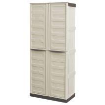 Armario Porta Escobas De Plástico En Polipropileno, Color Marfil Y Taupe, L 700 X P 390 X H 1.650 Mm - Taupe